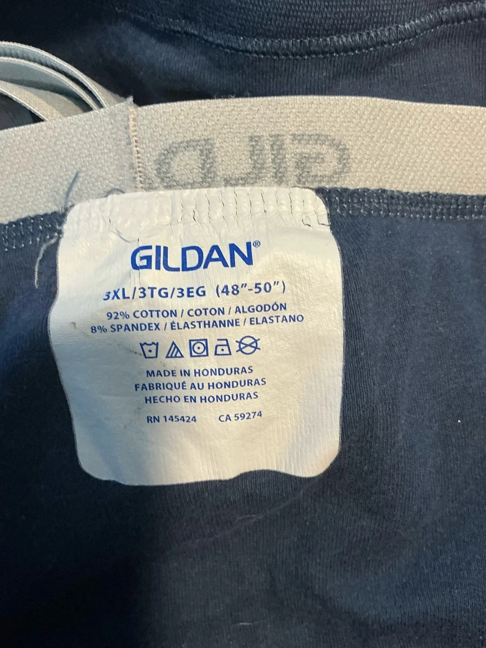 Gildan Navy Boxer Briefs with Light Gray Waistband